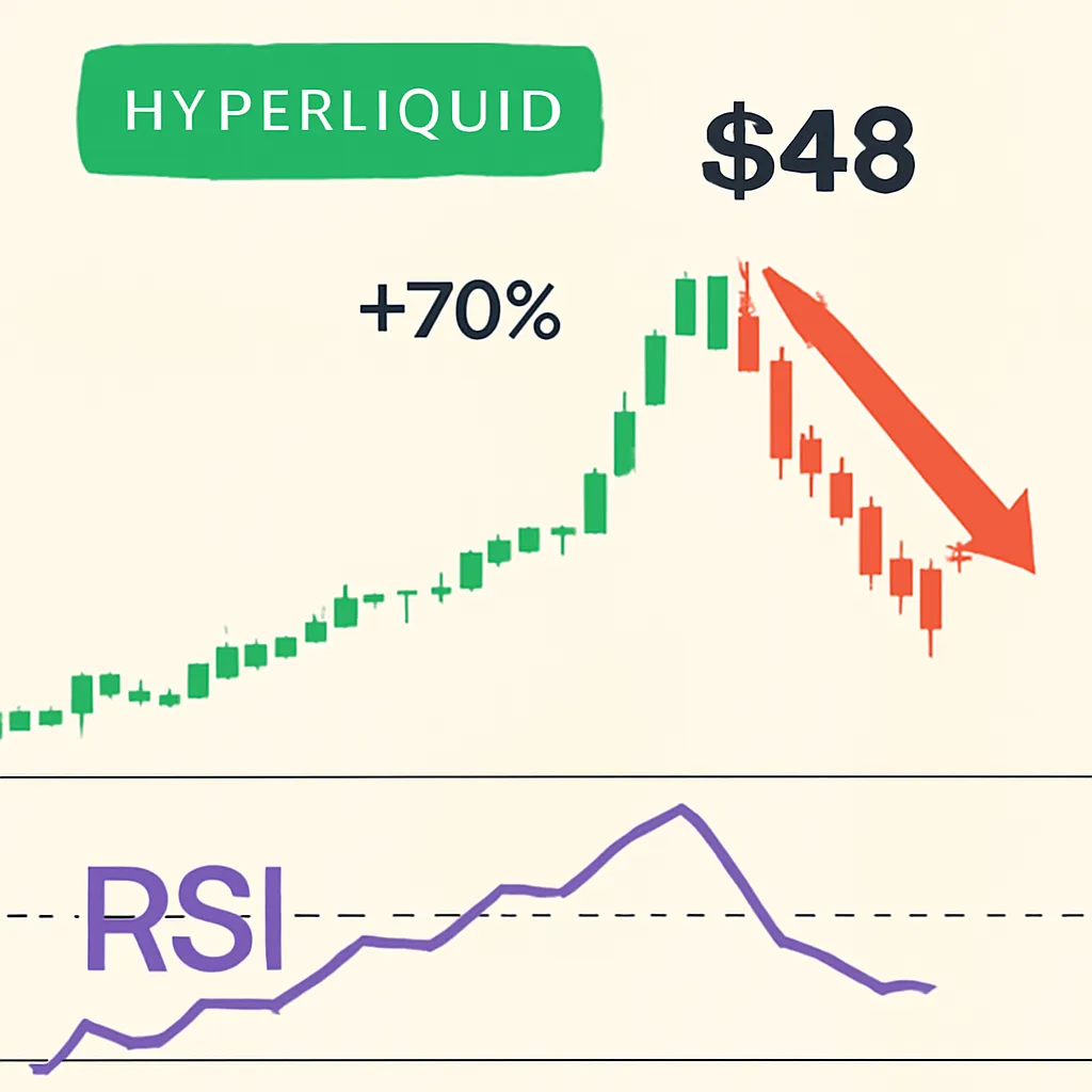 Hyperliquid Surges 70% to $48, Faces RSI Resistance for Further Upside